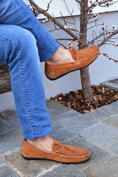 Mokassins Velours Cognac Handmacher Sohn