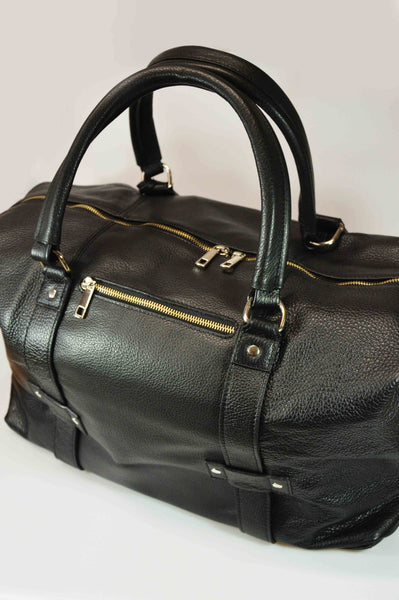 Reisetasche Weekender Büffelleder Schwarz Handmacher Sohn