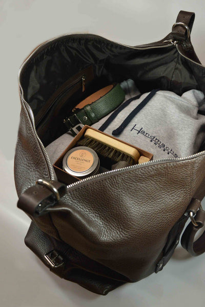 Reisetasche Weekender Büffelleder Schwarz Handmacher Sohn
